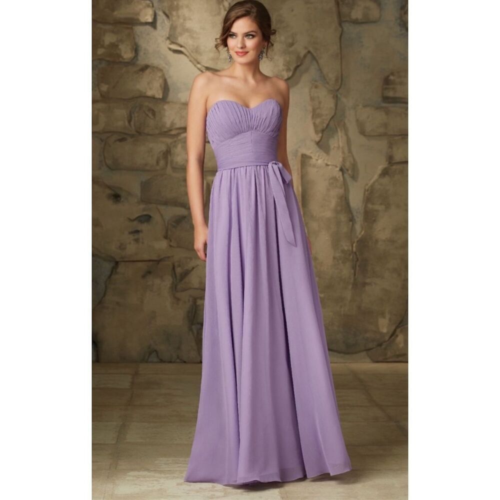 Morilee NEW size 10 strapless Luxe Chiffon Long Dress in Violet - Style 20462